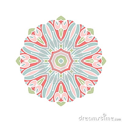 Circular background. Oriental pattern illustration. Flower round ornament Vector Illustration