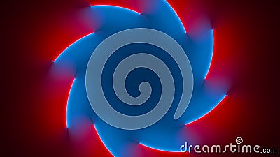 Circular blades with inner blue and outer red lighting background. Soft color light blends. 3d render illustration Cartoon Illustration