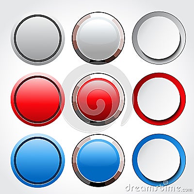 Circular blank glossy buttons Vector Illustration