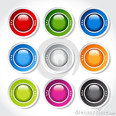 Circular blank glossy buttons Vector Illustration