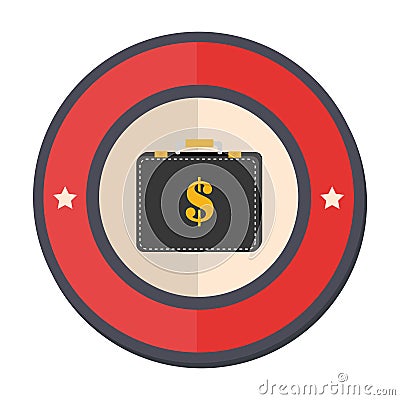 Circular border portfolio with dollar symbol Vector Illustration