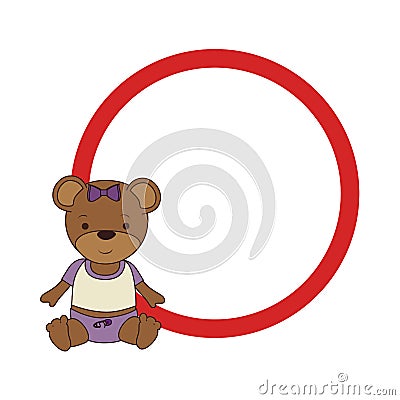 Circular border with teddy bear Vector Illustration