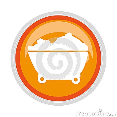 Circular button cartor truck for building Vector Illustration