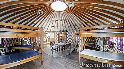 Circular Cabin at Camp Edwards YMCA in East Troy, WI Editorial Stock Photo