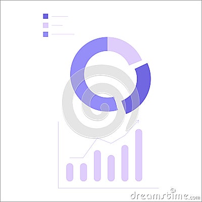 Circular Chart With Bar Graph In Flat Vector Illustration Symbolizing Data Analytics, Statistics, And Business Insights Vector Illustration