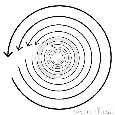 Circular, circle arrow left. Radial arrow icon, symbol. Counterclockwise rotate, twirl, twist concept element. Spin, vortex Vector Illustration