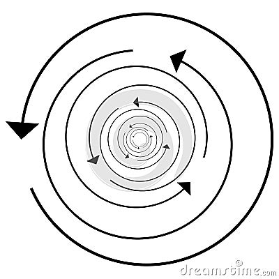 Circular, circle arrow left. Radial arrow icon, symbol. Counterclockwise rotate, twirl, twist concept element. Spin, vortex Vector Illustration