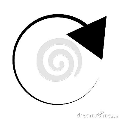 Circular, circle arrow right. Radial arrow icon, symbol. Clockwise rotate, twirl, twist concept element. Spin, vortex pointer. Vector Illustration