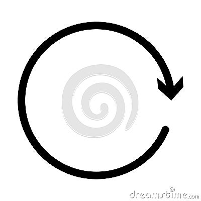 Circular, circle arrow right. Radial arrow icon, symbol. Clockwise rotate, twirl, twist concept element. Spin, vortex pointer. Vector Illustration