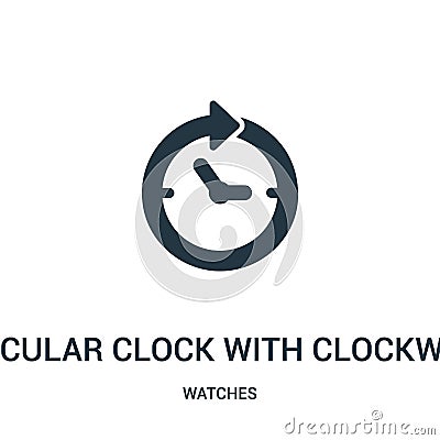 circular clock with clockwise arrow around icon vector from watches collection. Thin line circular clock with clockwise arrow Vector Illustration