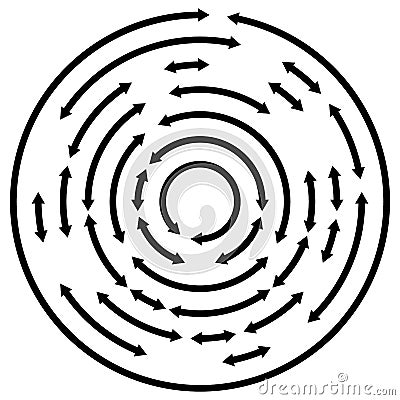 Circular concentric arrows. Cyclic, cycle arrows. Arrow element Vector Illustration