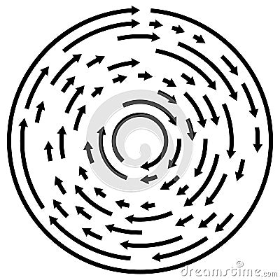 Circular concentric arrows. Cyclic, cycle arrows. Arrow element Vector Illustration
