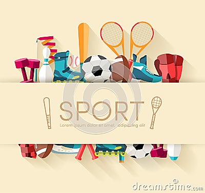 Circular concept of sports equipment sticker Vector Illustration