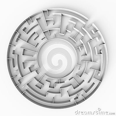 Circular 3d maze structure with a free space in the center Stock Photo