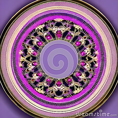 A circular design with intricate interlocking shapes in shades of pink and purple2, Generative AI Stock Photo