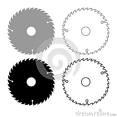 Circular disk icon outline set grey black color Vector Illustration