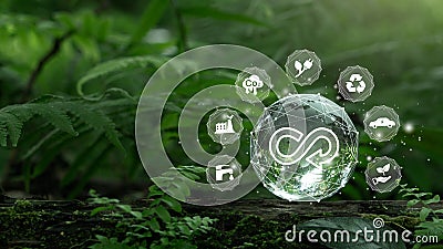 Circular economy concept.The concept of eternity, endless and unlimited, circular economy for future growth of business and Stock Photo