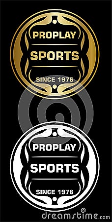 circular emblem featuring sports proplay Vector Illustration