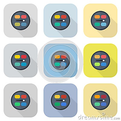 Circular eyeshadow palettes vector flat icon set Vector Illustration