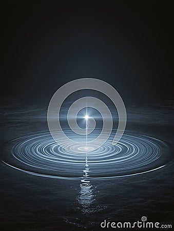 Circular flowing patterns radiating soft glowing light create relaxing atmosphere, evoking sense of calm and tranquility Stock Photo