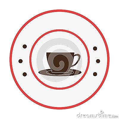 Circular frame with with cup coffee Vector Illustration