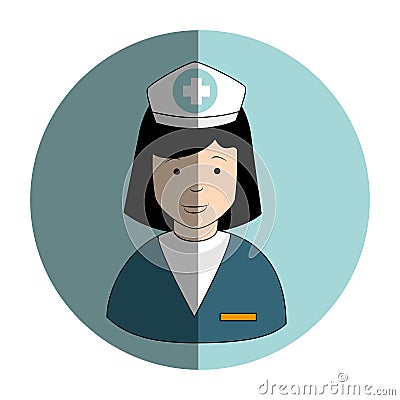 Circular frame with female nurse Vector Illustration