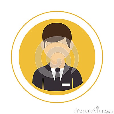 Circular frame with half body man with formal suit with tie Vector Illustration