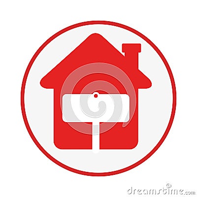 Circular frame with house with notice of sale Vector Illustration