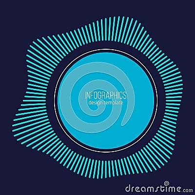 Circular frame. Infographic element. Radial concentric turquoise lines Vector Illustration
