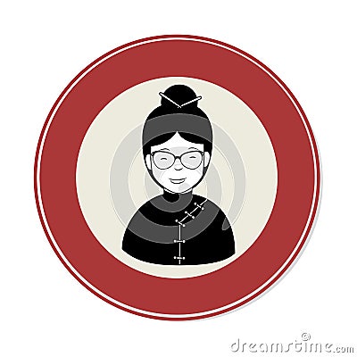 Circular frame with japanese woman Vector Illustration