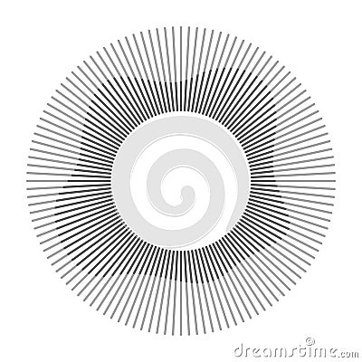 Circular frame. Round shape. Radial concentric lines Vector Illustration