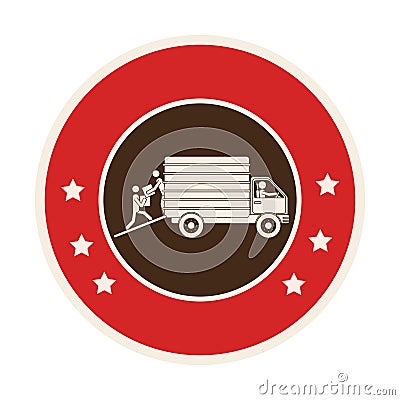 Circular frame of truck with wagon Vector Illustration