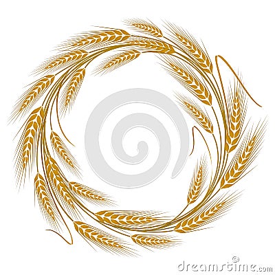 Circular frame wreath of wheat ears Vector Illustration