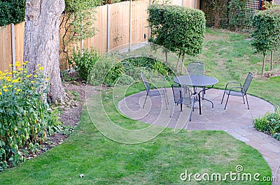 Circular garden patio Stock Photo