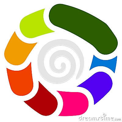 Circular generic symbol, icon - Rotated overlapping bars, rounded rectangles Vector Illustration