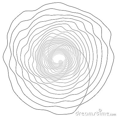 Circular geometric motif. Abstract grayscale op-art element Vector Illustration