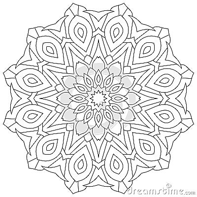 Circular geometric ornament. Round outline Mandala for coloring book page Vector Illustration