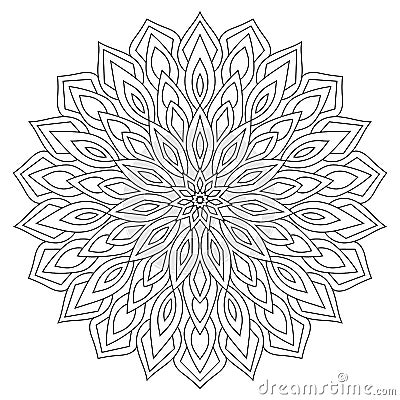 Circular geometric ornament. Round outline Mandala for coloring page Vector Illustration