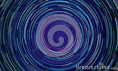 Circular geometric vortex light motion background Vector Illustration