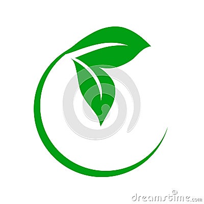 Circular Green Leaf Icon Vector Illustration