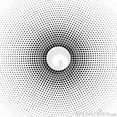 Abstract Circular Black Halftone Dots Pattern in White Background Stock Photo