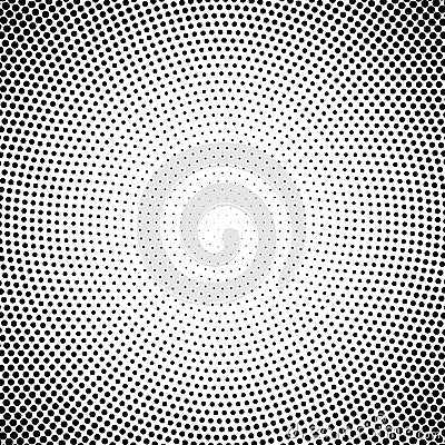 Abstract Black Circular Halftone Dots Pattern in White Background Stock Photo