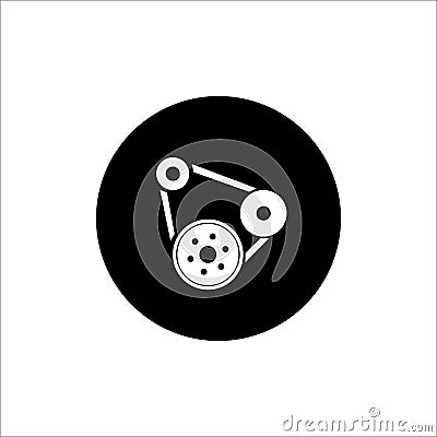 Circular icon, engine belt, gear, isolated icon on white background, auto service Vector Illustration