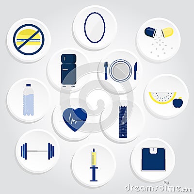 Circular icons of health with gradient Vector Illustration