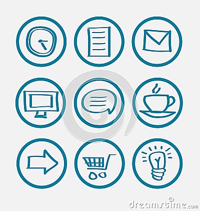 Circular icons on marketing and business Vector Illustration