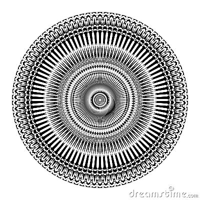 Circular lace pattern black & white vector floral design Vector Illustration