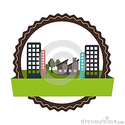 Circular landscape with ecology city Vector Illustration