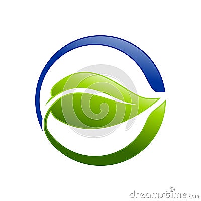 Circular Leaf Eco Friendly Symbol Logo Design Vector Illustration