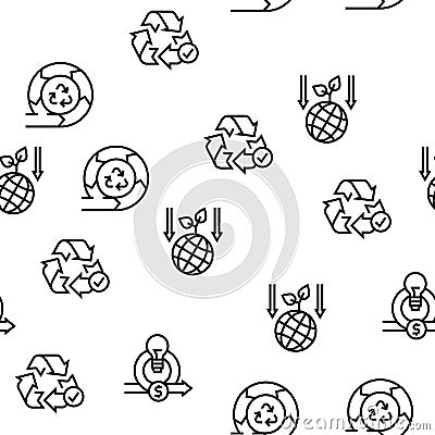 Circular And Linear Economy Model Icons Set Vector Vector Illustration