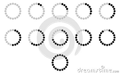 Circular load progress indicator. Buffering round symbol Vector Illustration